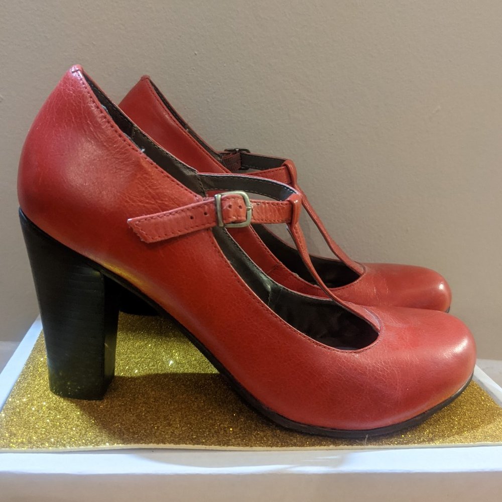 Bos.&Co red leather Mary Jane shoes